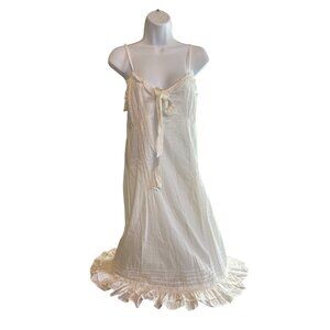 Elan White Ruffle Hem Slip Dress | Tie Front Spaghetti Strap | Size M